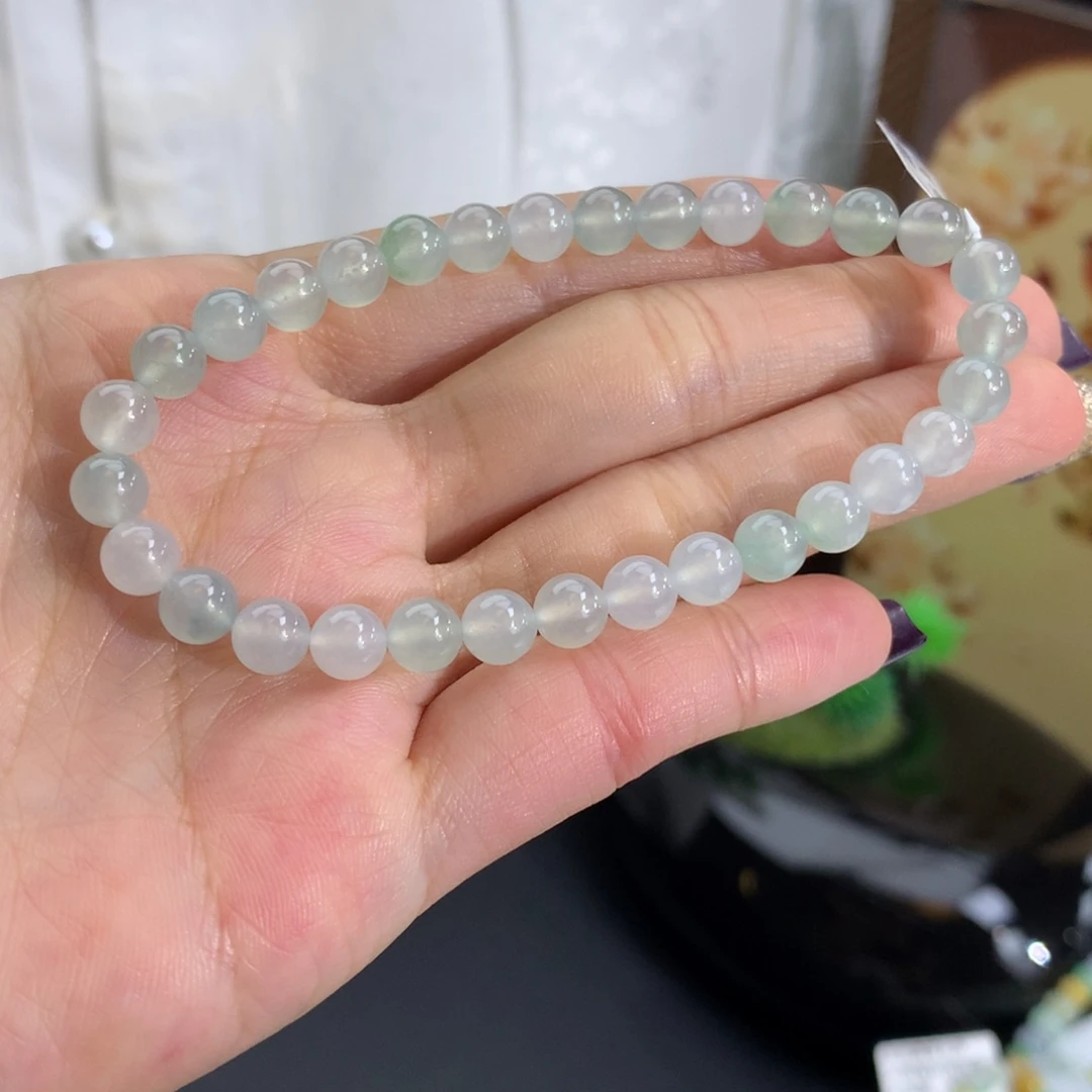 翡翠未镶嵌手链卡6冰胶蓝晴手串