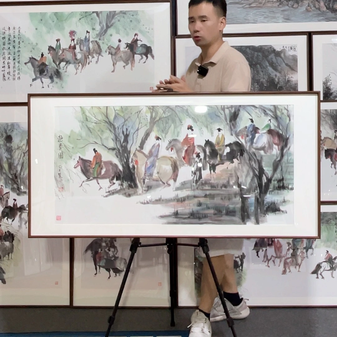 国画手绘画作品带框60/120