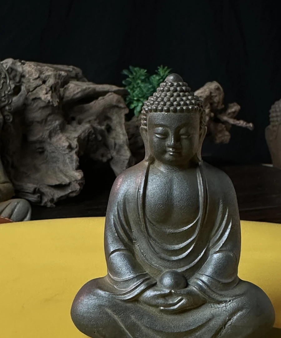 创意手工铁艺中式禅意大日如来玄关桌面茶宠茶玩装饰小摆件