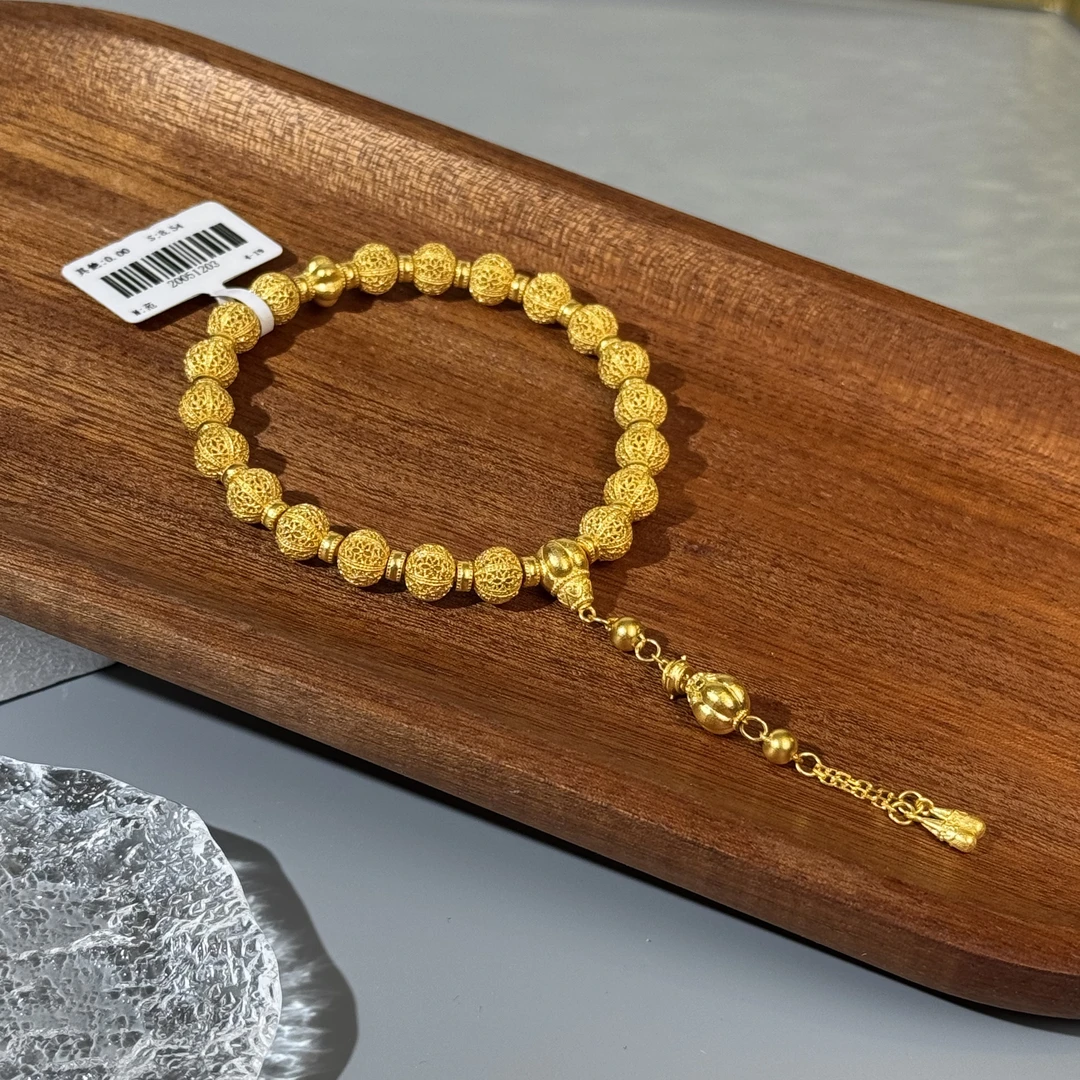 老鼎黄金 足金999【花丝金珠手串】 不支持七天无理由