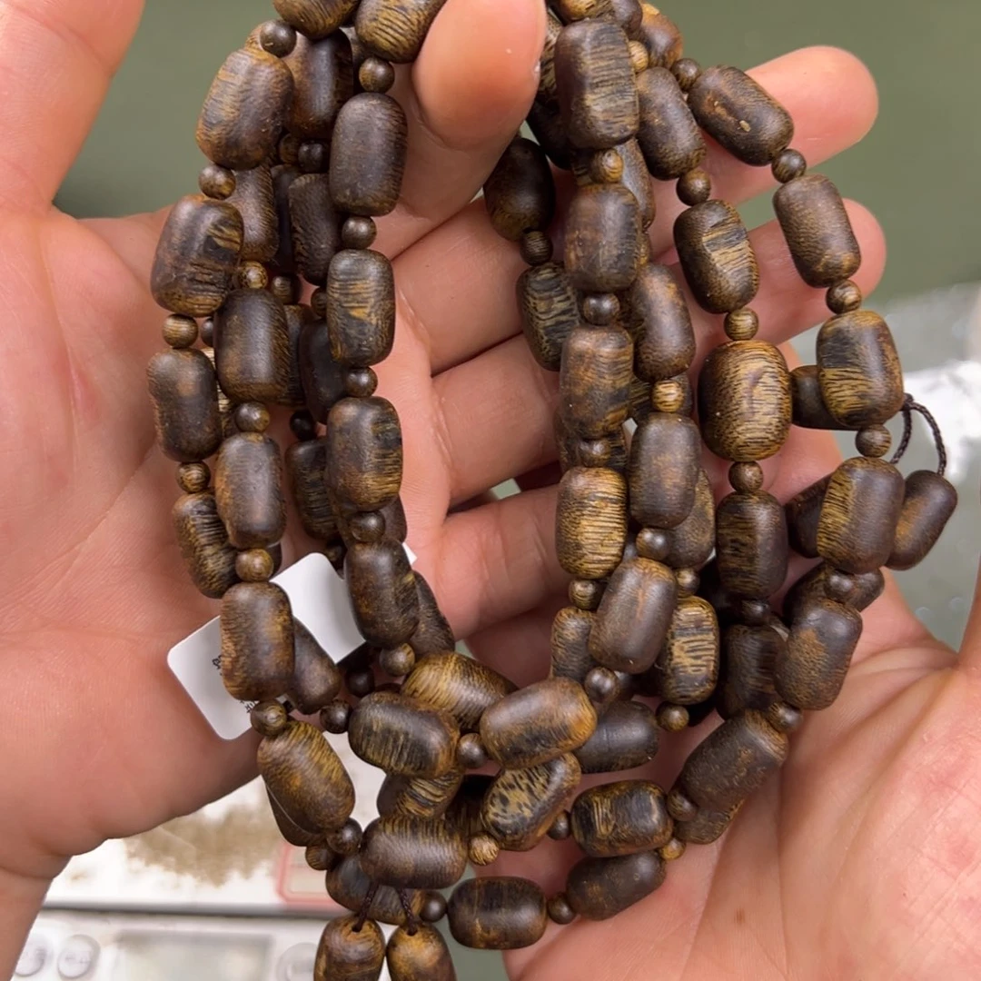 沉香手串海南流油王沉水浮留疤多圈多样性发一条09/34g