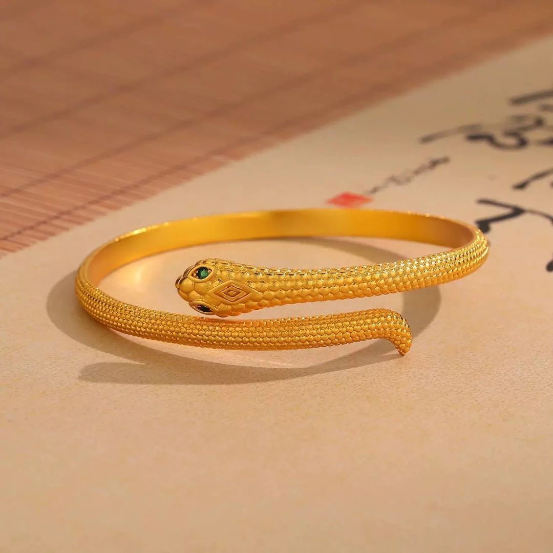 【新年福利】灵蛇手镯女古法镶嵌蛇形本命年生肖蛇手环Y/3
