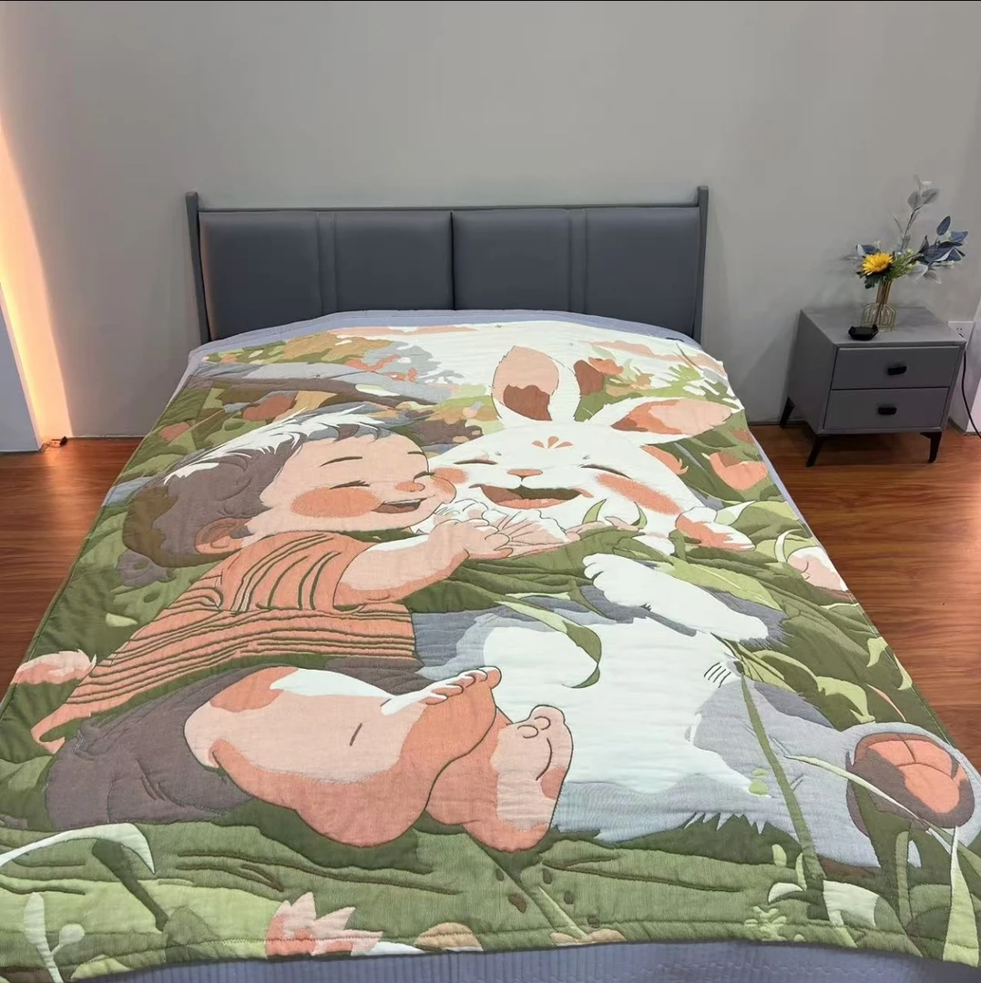 【花园小兔】150*200cm纯棉多层加厚泡芙被