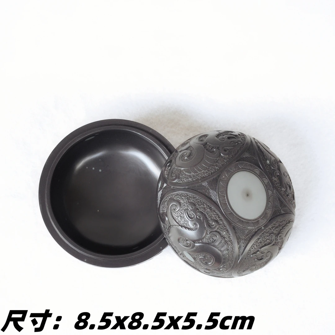 非物质文化遗产中国彩砚苴却砚手工雕刻老坑仿古精工 宫廷宝盒