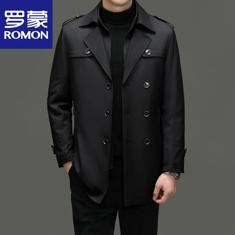 罗蒙男装内胆可拆活里活面保暖风衣棉服商务休闲中长款春秋冬外套