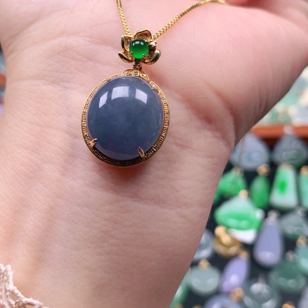 翡翠18K金镶嵌吊坠(不含链)