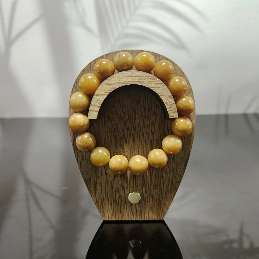 N和田玉且末糖圆珠手串（卡12）4028