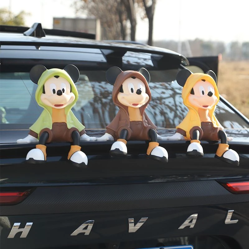 车载坐姿米奇17cm内饰车尾装饰摆件三色中控台无痕胶送礼爆款汽车