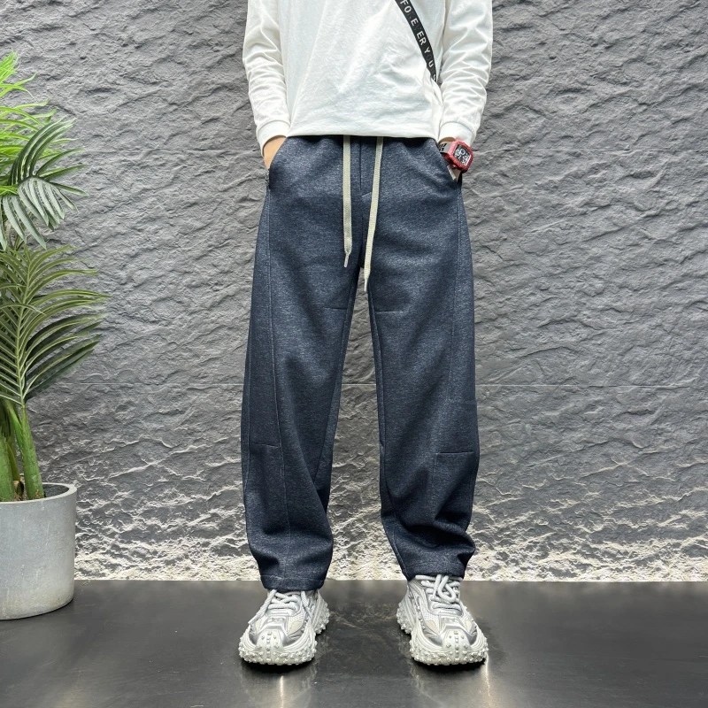 锥形纯色简约松紧腰抽绳哈伦裤2025秋秋季秋韩暗黑男士宽松哈伦裤