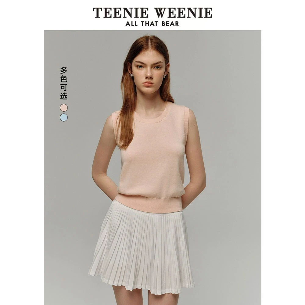TeenieWeenie小熊25春夏新款简约时尚圆领针织背心女TTKN256303N