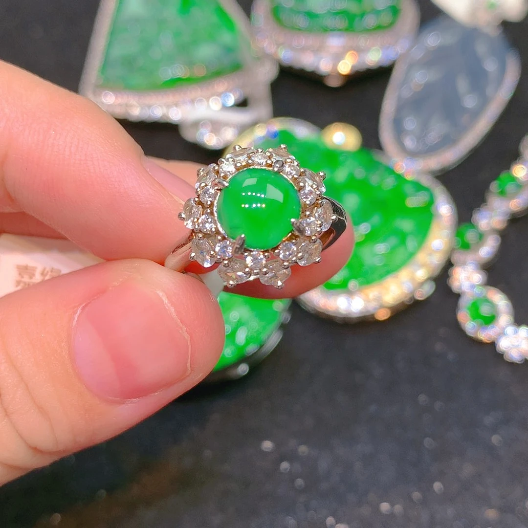 吊坠(不含链)银S925镶嵌翡翠翡翠