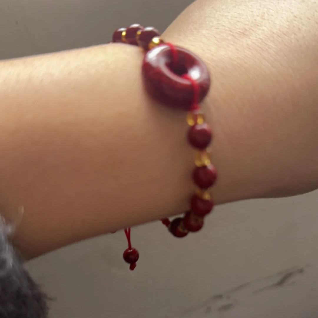 含辰砂工艺品朱砂精体砂男女平安扣复古手链吊坠