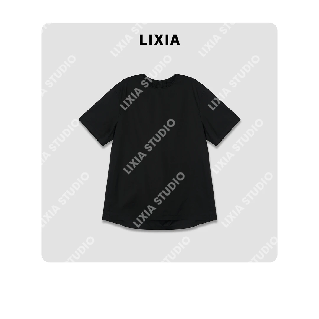 LIXIA【舒适主义】舒适ins风设计感小众衬衫料短袖-D7286
