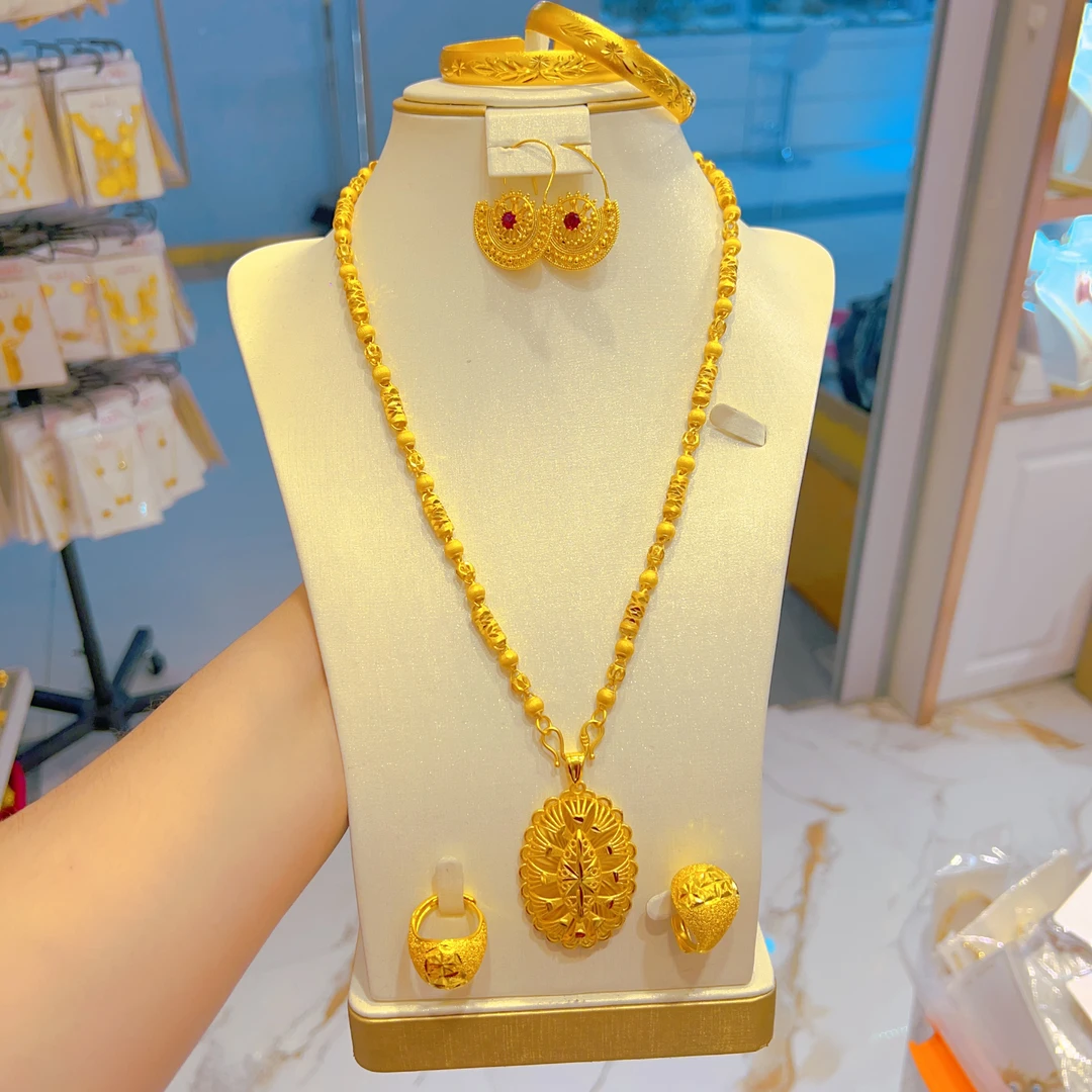 铜合金项链 铜合金项链饰品耳环2个戒指2个手镯好看婚礼带上好看