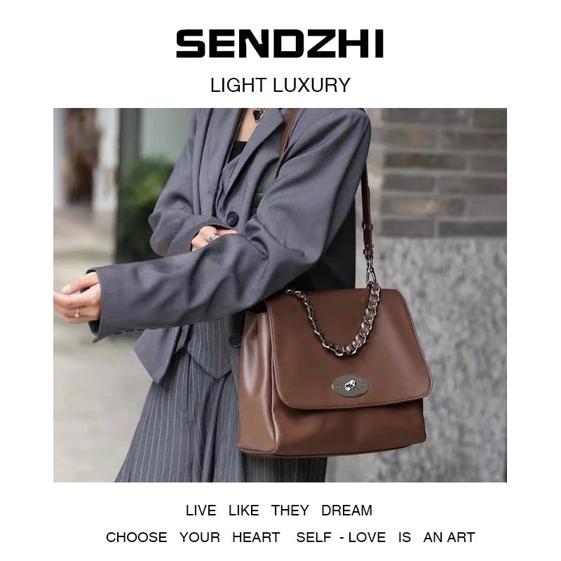 【尚恩CC】XKY-6237-咖啡色轻奢小众设计感时尚百搭女士包34*12*2