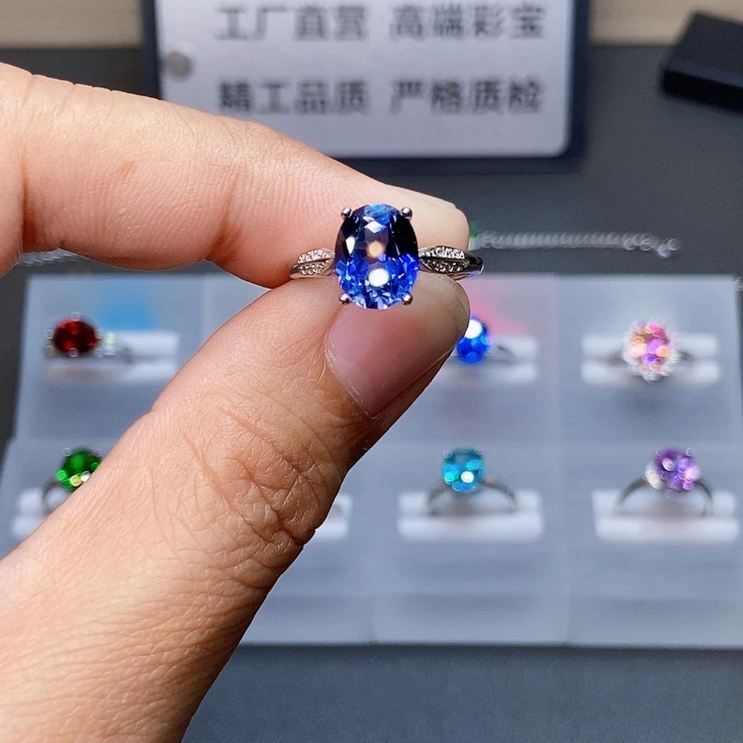 银S925镶嵌蓝宝石戒指