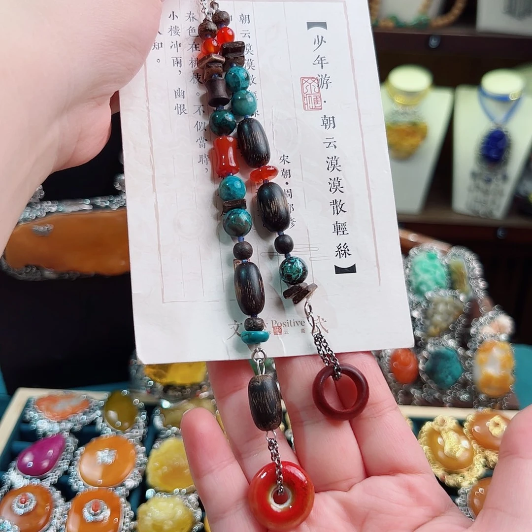 925银木质锦象原创设计款耳环