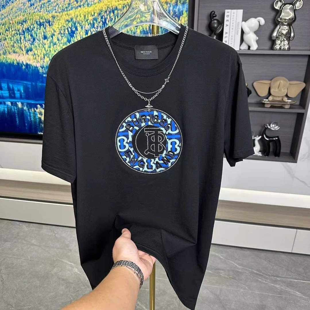 夏季日常短袖圆领T恤男装潮流百搭宽松上衣轻奢8830