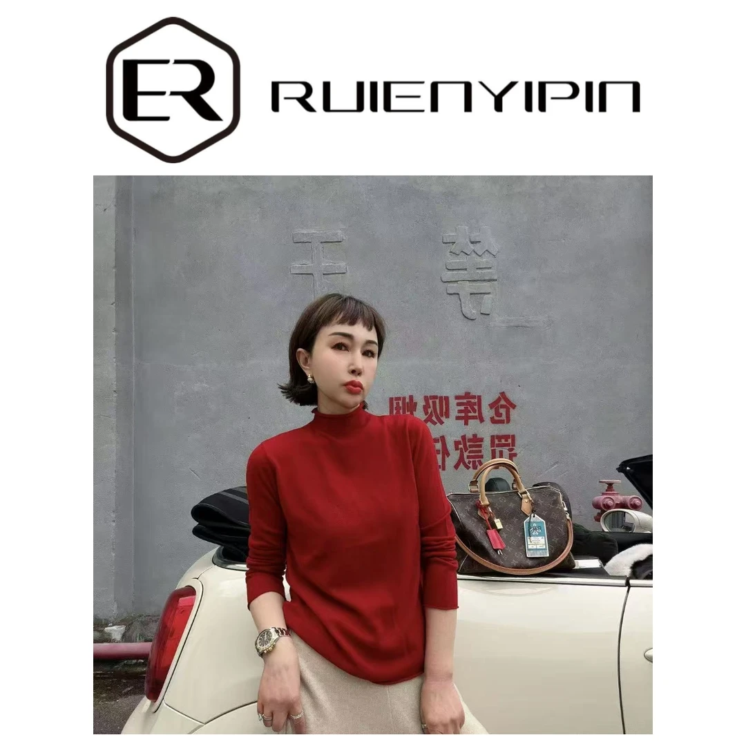 7813#【炫妈】100超细美丽诺羊毛 小立领羊毛衫 休闲保暖洋气