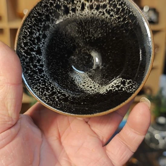 天然老黑釉斗笠盏盏
