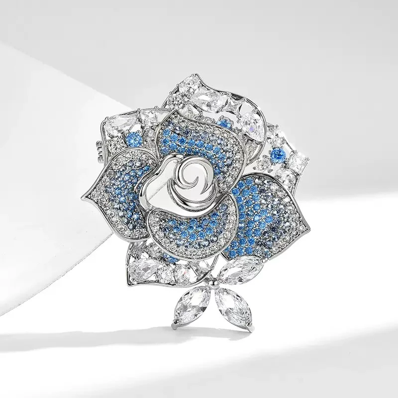 合金锆石胸针 【蓝冰之恋】简约百搭精致优雅高档时尚胸针4070