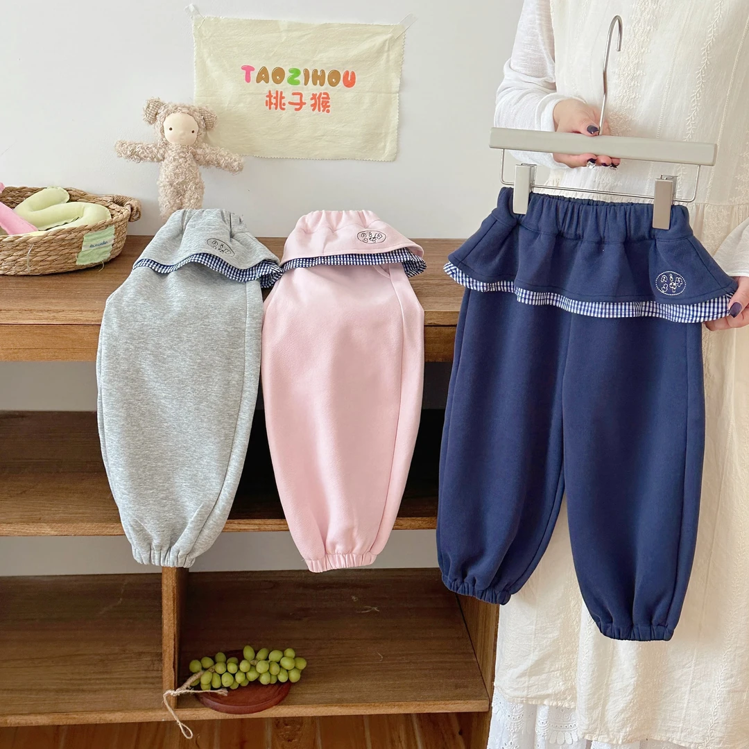 25年秋冬款女童格子花边卫裤HQ25728