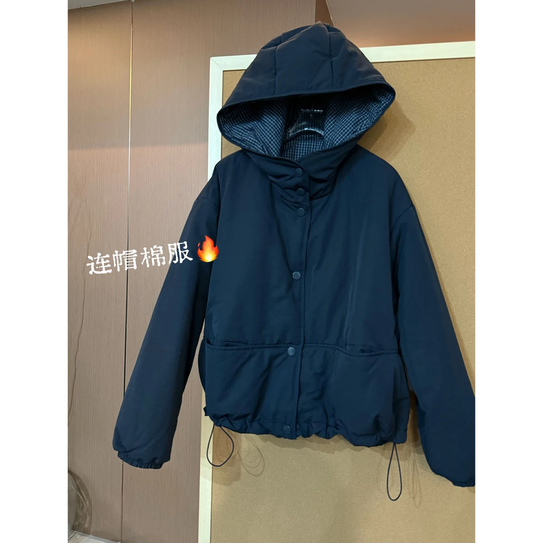 2025秋款新品【设计师款  内里格纹连帽棉服外套】