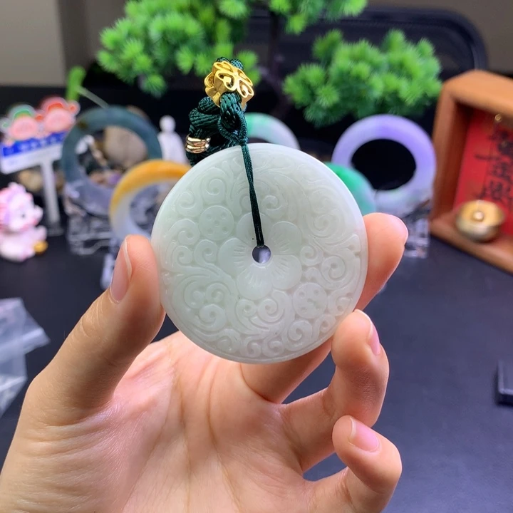 翡翠未镶嵌颈饰复古平安扣