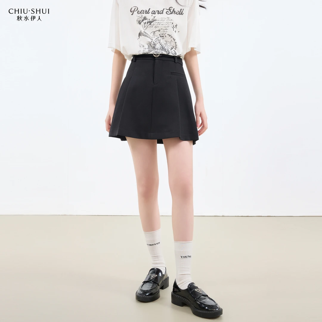 秋水伊人通勤短裙2025年春季新款短款a字版型半身裙625103M090536