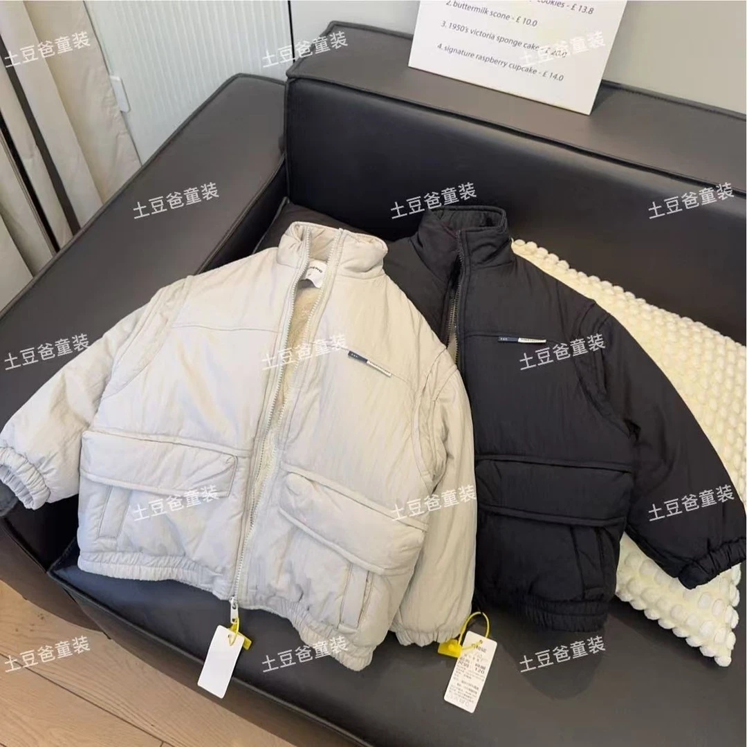 儿童夹棉加绒派克服棉衣2025冬季新款韩版加厚潮流外套男女童棉服