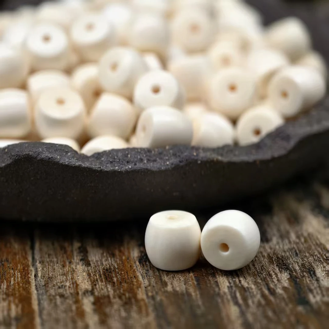 T555精品猛犸象牙8MM直切单珠文玩腰珠弟子珠顶珠配饰（两粒一单）