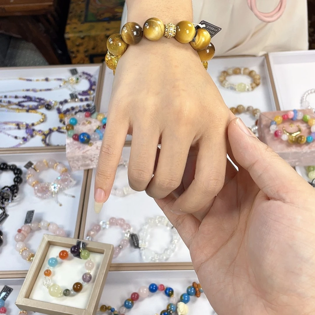 水晶手链银S925镀金镶嵌