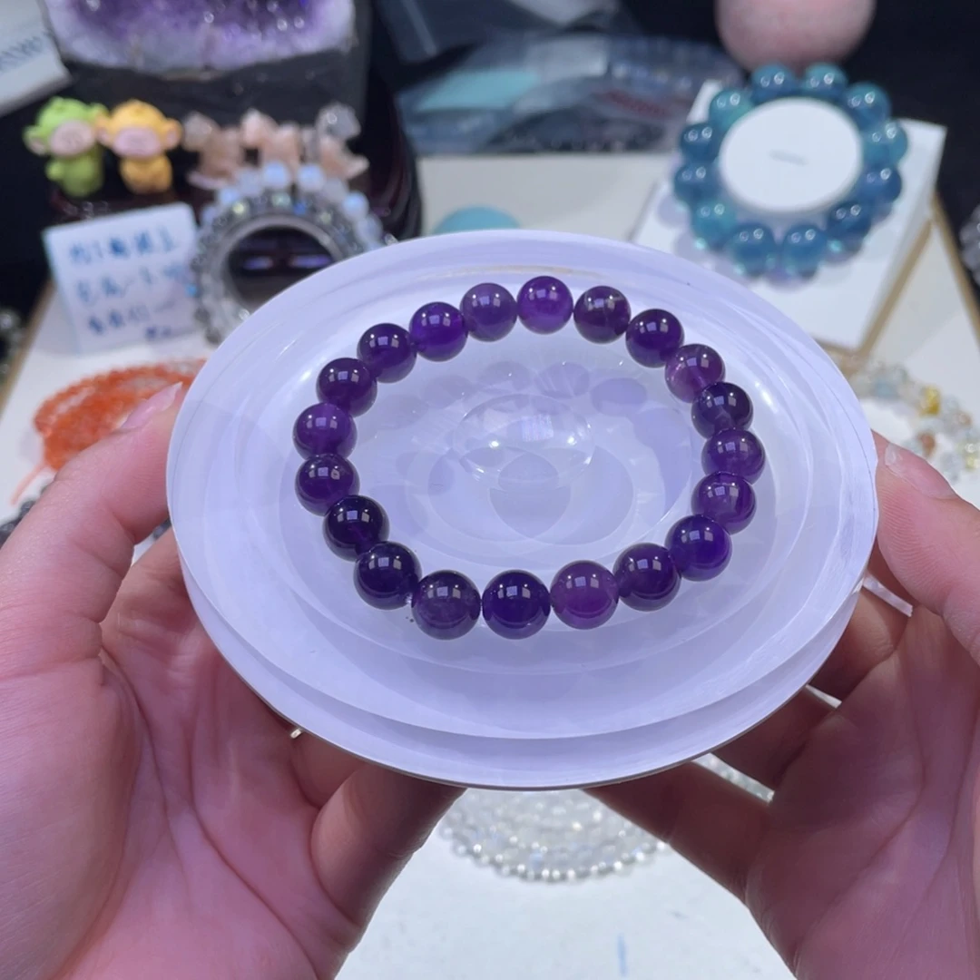未镶嵌手链水晶乌拉圭浓郁紫水晶9+