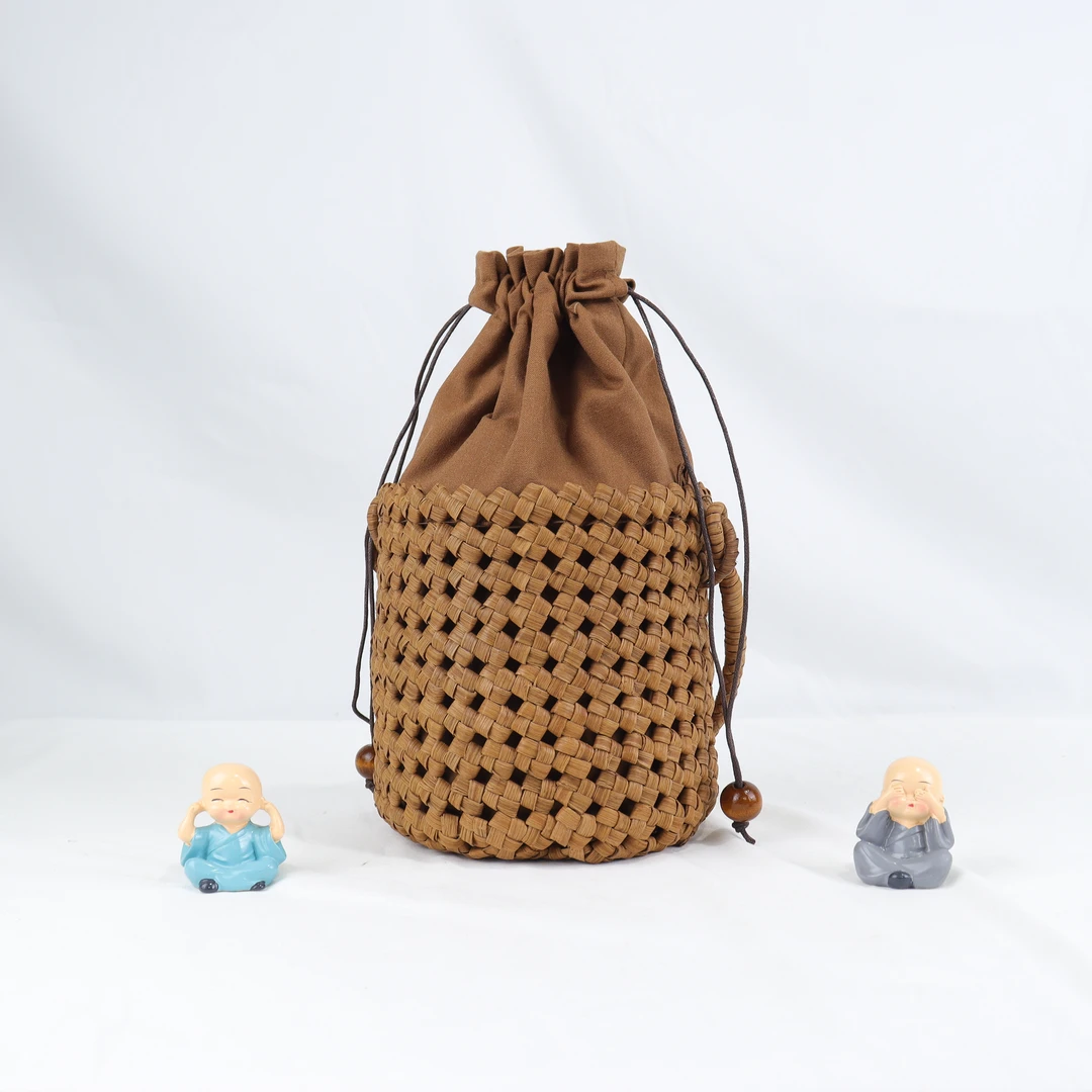 古藤艺篮非遗野生山葡萄藤编包圆筒款式，斜包挎包外贸出口