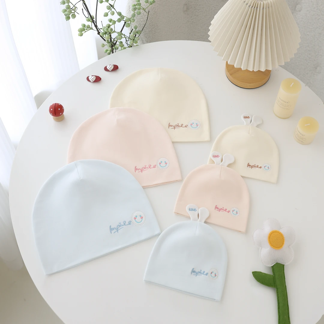 初生婴儿帽子春秋款新生幼儿宝宝胎帽秋季款棉质双层无骨护卤门