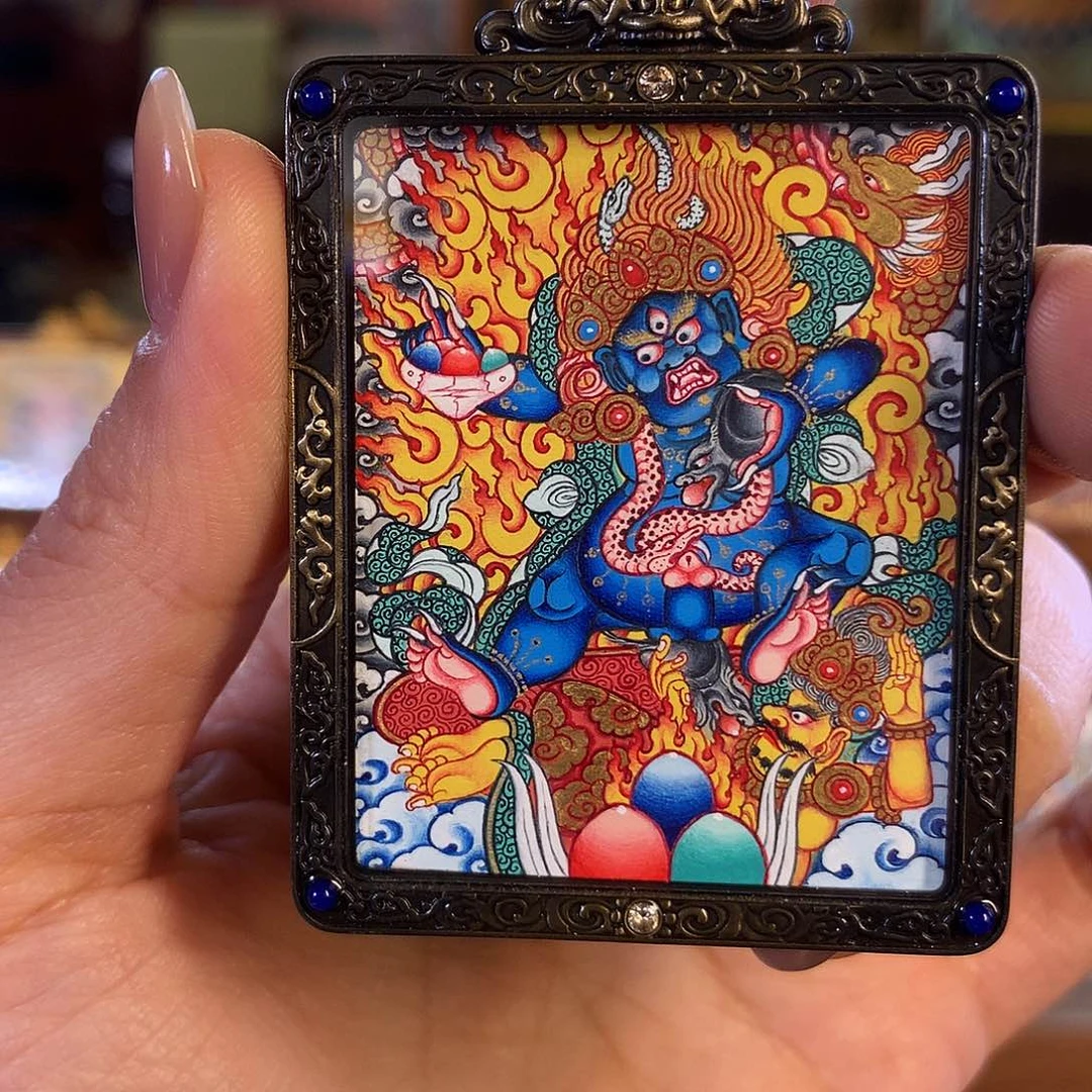 u***～吊坠热贡纯手绘唐卡黑财