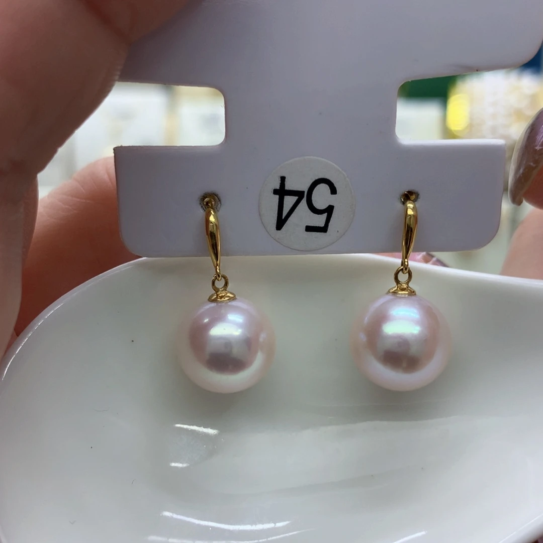 耳饰18K金镶嵌淡水珍珠