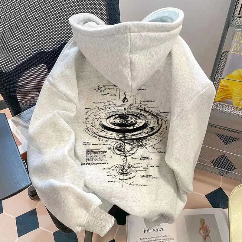 加绒加厚重磅连帽卫衣美式高街印花百搭潮牌秋冬新款男装宽松外套