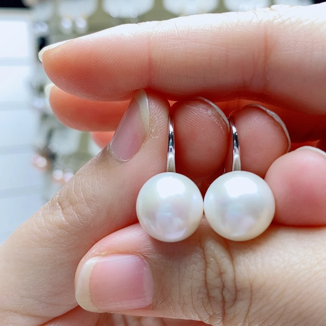 淡水珍珠耳饰银S925镶嵌
