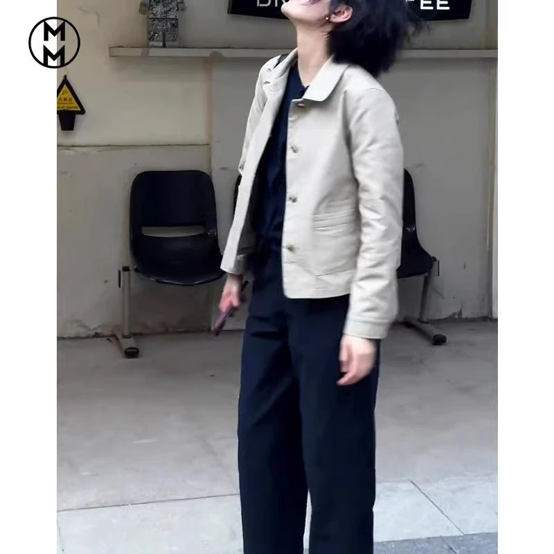 MM欧货轻熟风日系高级感米色短外套时髦复古小个子夹克上衣秋季