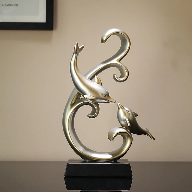 海豚摆件客厅电视柜酒柜装饰品老板办公室高档工艺品桌面乔迁礼物