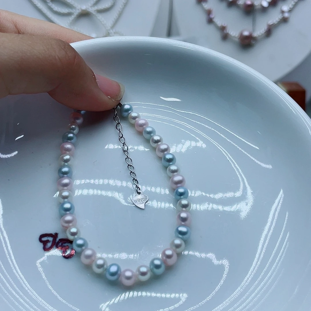 银S925镶嵌手链淡水珍珠