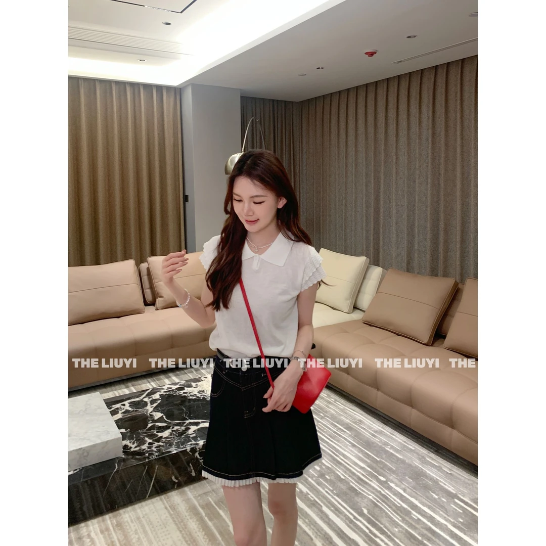 【LIUYI】欧若拉~夏季冰丝针织翻领上衣54235