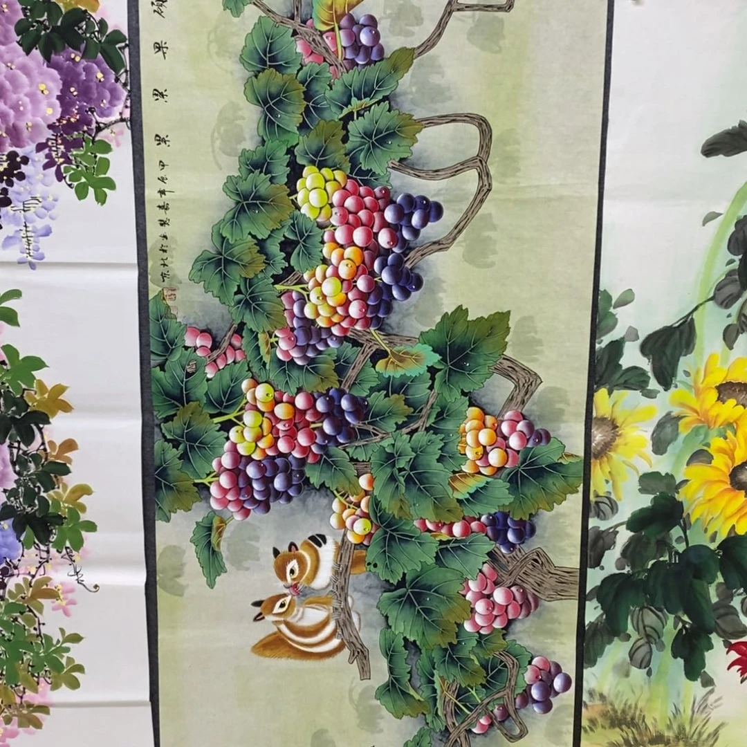 国画小**象尺寸140✖️70精品工笔葡萄拖底