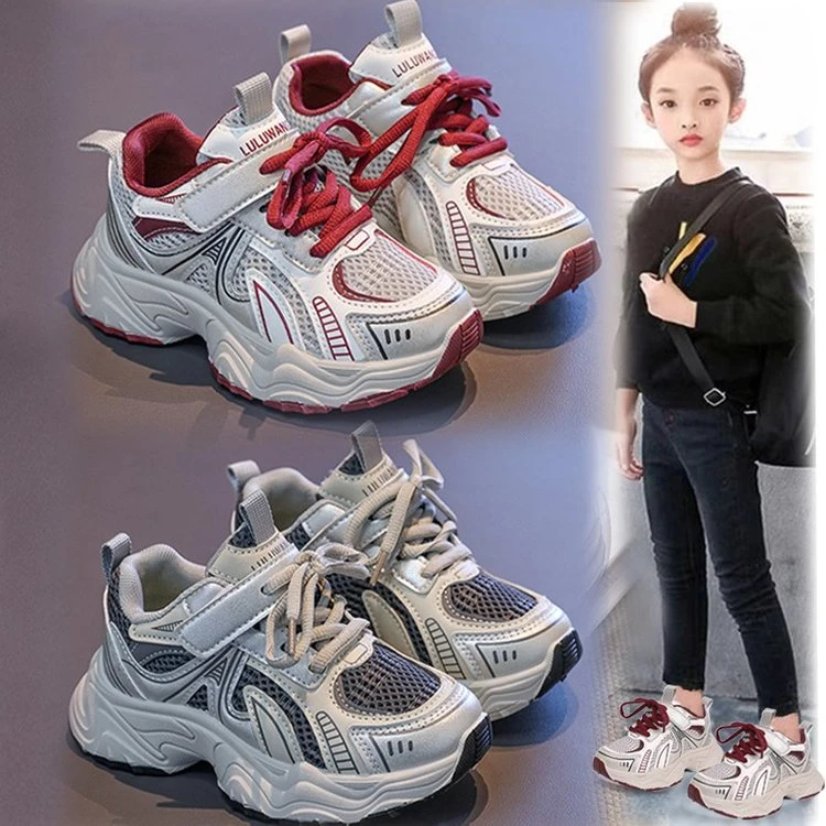 ABC女童运动鞋2025春秋新款中大男时尚网面透气百搭跑步老爹潮鞋