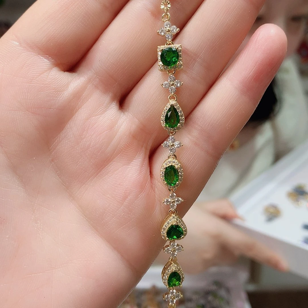 手链透辉石银S925镶嵌