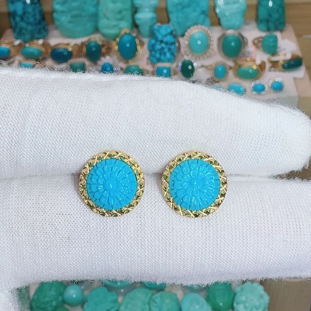 绿松石18K金镶嵌珠宝奇石