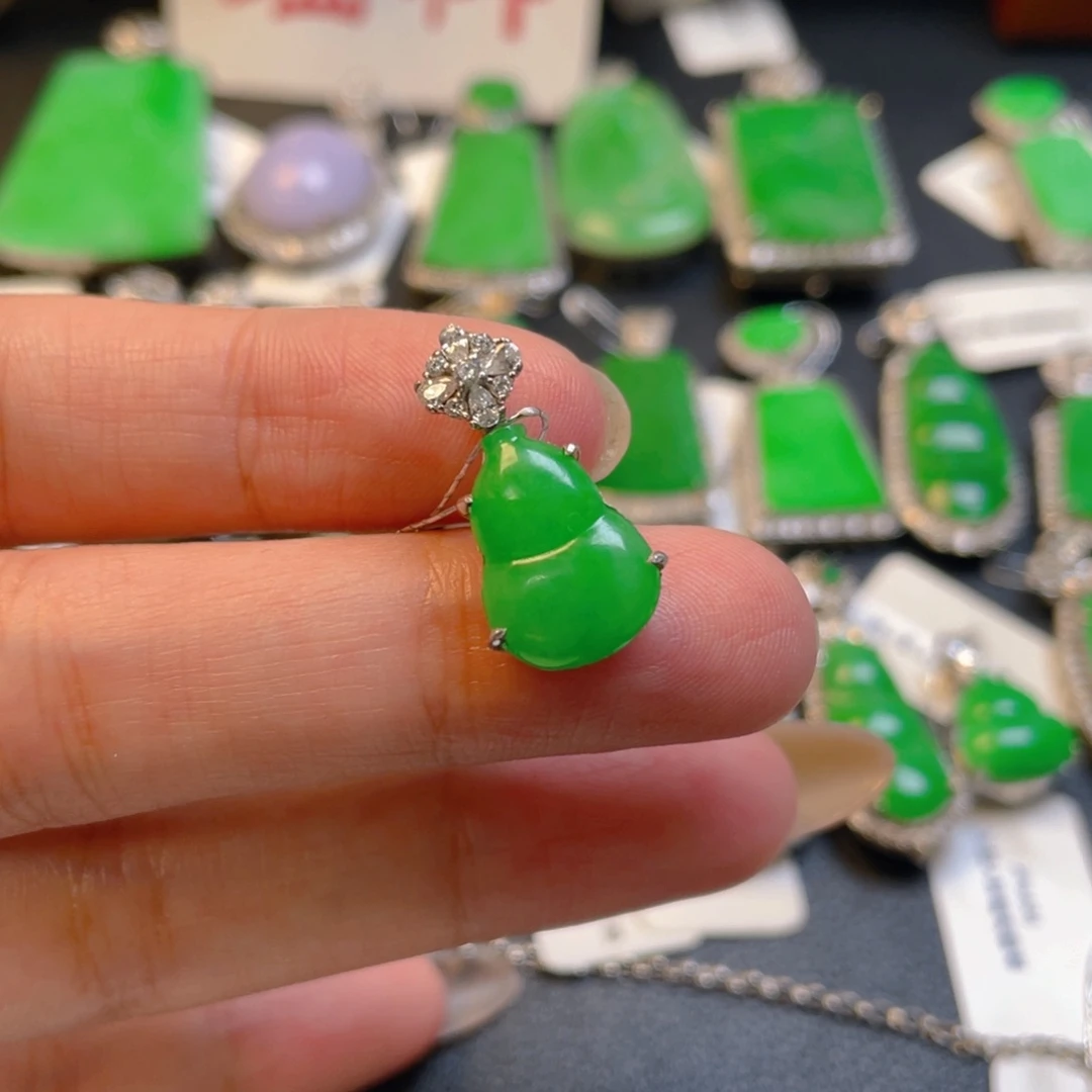 翡翠银S925镶嵌吊坠(不含链)