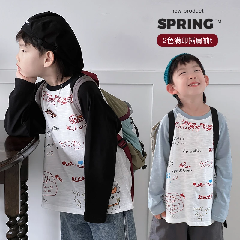 春季新品现货 ivan家童装2025男童女童中大童满印插肩袖 伍dz4311