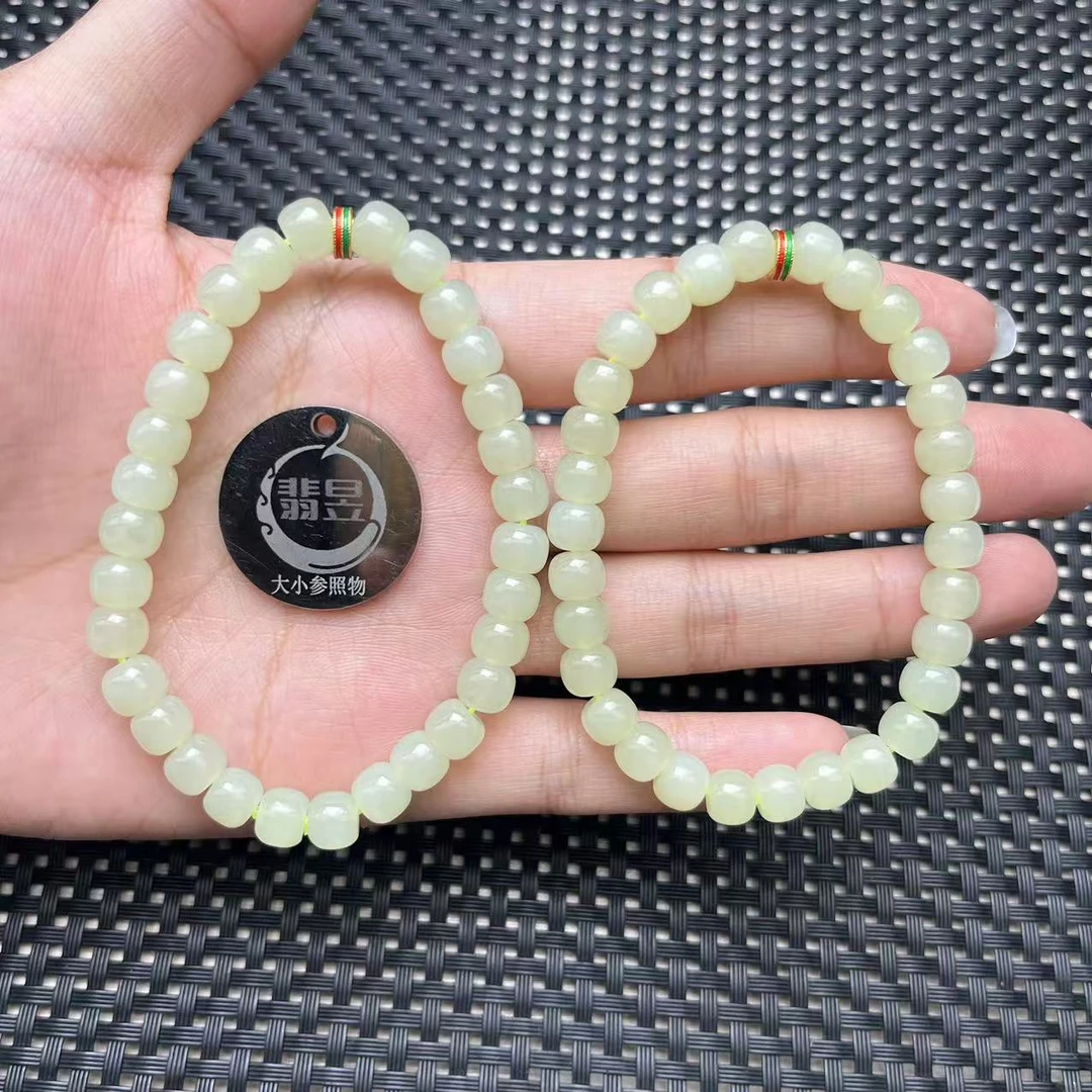 翡昱-N6-20218-和田玉手串/约6+/约30颗/-多样性发其一C